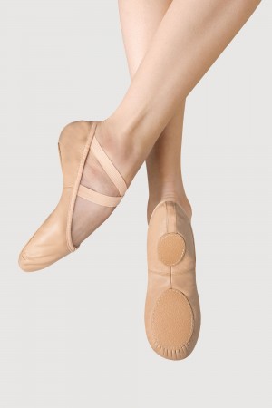 Kids' Bloch Acro Leather Adult Flat Contemporary Tan | USJVR49172