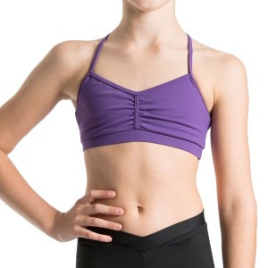 Kids' Bloch Bunga Gathered Racer Crop Tops Purple | USJZR23245