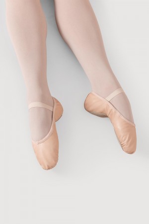 Kids' Bloch Dansoft Leather Girls Ballet Flats Pink | QUSUV50837