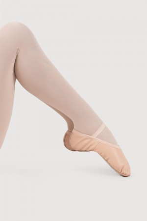 Kids' Bloch Dansoft Leather Toddlers Ballet Flats Pink | USJZR89244