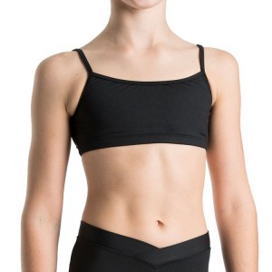 Kids' Bloch Dielle Straight Front Crop Tops Black | USQAV75377