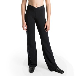 Kids' Bloch Front Full Length Jazz Pants Bottoms Black | XUSGW33098