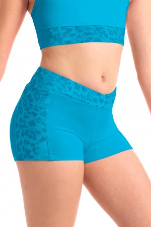 Kids' Bloch Mila Animal Printed Mesh Short Bottoms Turquoise | FUSHY79767