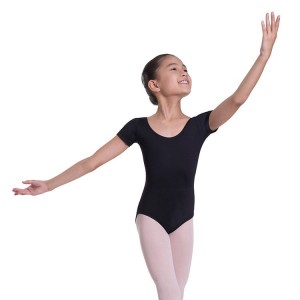Kids' Bloch Overture Olisia Short Sleeve Leotards Black | USJVR24195