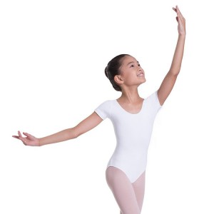 Kids' Bloch Overture Olisia Short Sleeve Leotards White | USEGJ71399