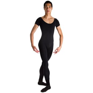 Men's Bloch Matt Scoop Neck Cap Sleeve Unitards Black | USEGJ91608