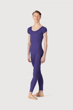 Men's Bloch Microlux™ Scoop Neck Cap Sleeve Unitards Deep Purple | EUSHC11797
