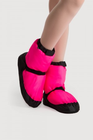 Women's Bloch Adult Warmup Booties Pink Fluro | USNEJ88936