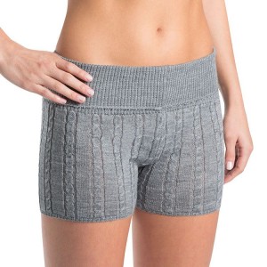 Women's Bloch Carezza Cable Knit Womens Fold Down Short Knitwear Light Grey | UUSTG54268
