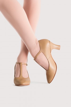 Women's Bloch Chord T-Bar 76mm (3 inch) Tap & Stage Shoes Tan | FUSUI25879