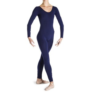 Women's Bloch Eugene Long Sleeve Scoop Unitards Navy | USNEJ67896