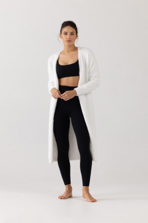 Women's Bloch Eyelash Longline Cardigan Knitwear Cream | USXMI82874