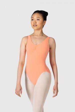 Women's Bloch Gathered Front With Low Back Leotards Guava | FUSUI93597