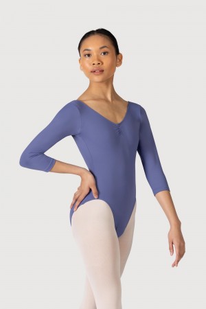 Women's Bloch Microlux™ Nona Gathered Front & Back Sleeve Leotards Lunar | XUSBH80590
