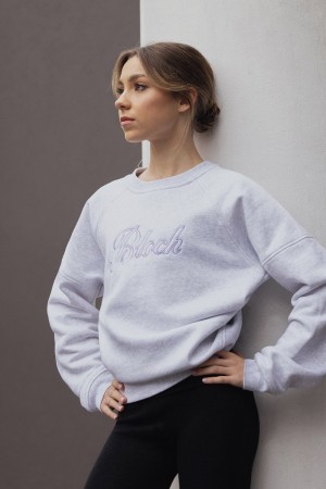 Women's Bloch Off-Duty Terry Crew Sweat Tops Snow Marle | USZPD34342