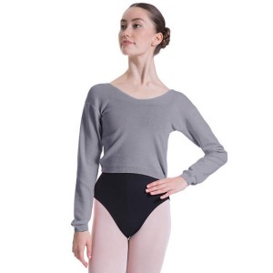 Women's Bloch Overt Cropped Long Sleeve Sweater Tops Light Grey Marle | AUSDF35169
