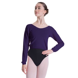 Women's Bloch Overt Cropped Long Sleeve Womens Sweater Knitwear Purple | DUSVO26829