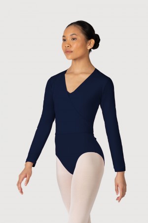 Women's Bloch Overture Crossover Long Sleeve Wrap Tops Navy | MUSFT29573