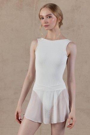 Women's Bloch Reiva Rib Waist Skirts Ivory | FUSHY93629